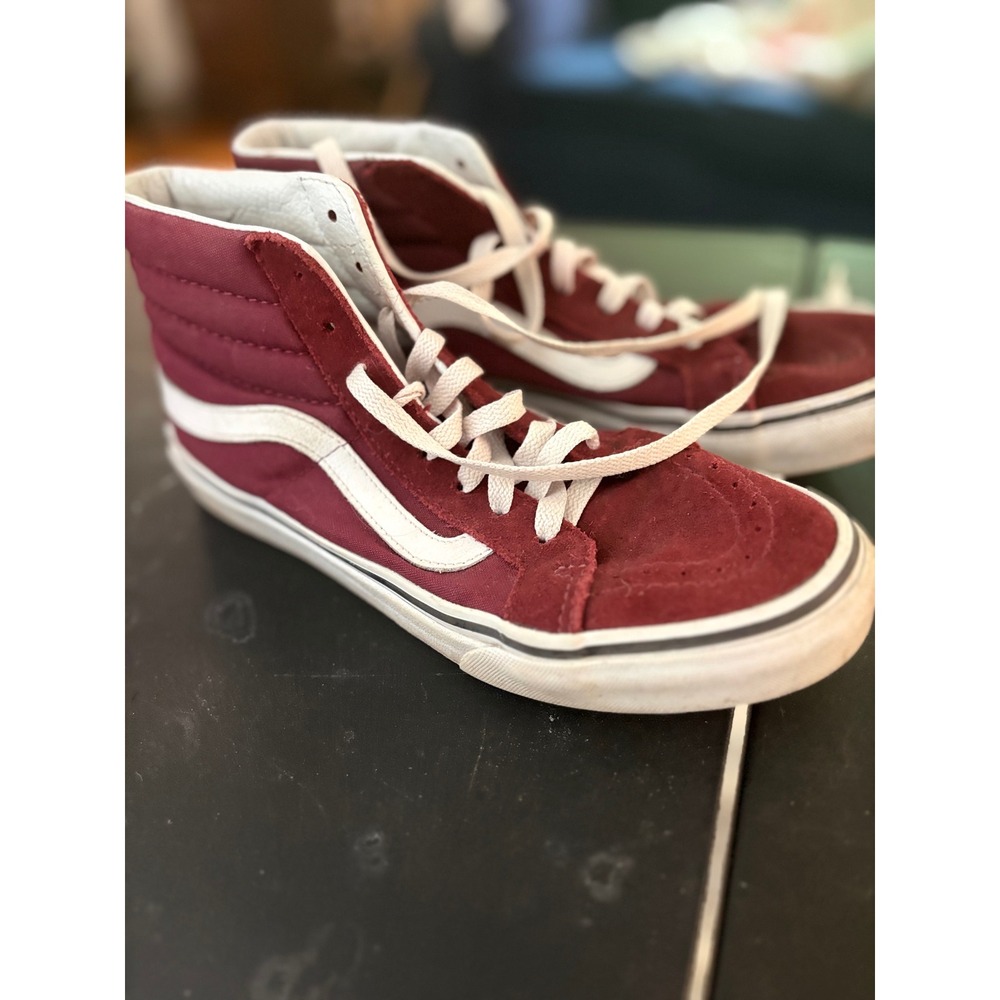 Vans Sk8-Hi Burgundy Maroon High Top Sneakers Mens 6.5 Womens 8.0